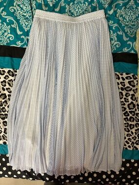 RARE Michael Kors Europe 2025 Proto Midi Skirt - Blue Geometric Double Slit - 2/
